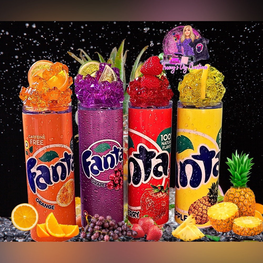 Fanta Soda 20 oz Tumbler With Removable Magnetic Ice Lid Topper